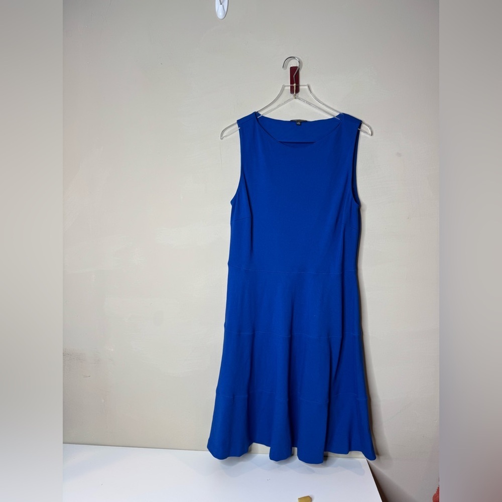 Lord & Taylor Blue Sleeveless A-Line Midi Dress size large